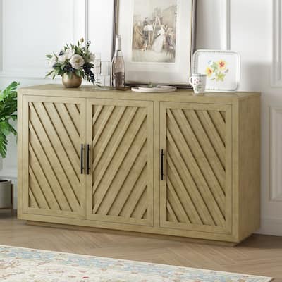 Retro-Style Sideboard with Adjustable Storage and Distressed Finish