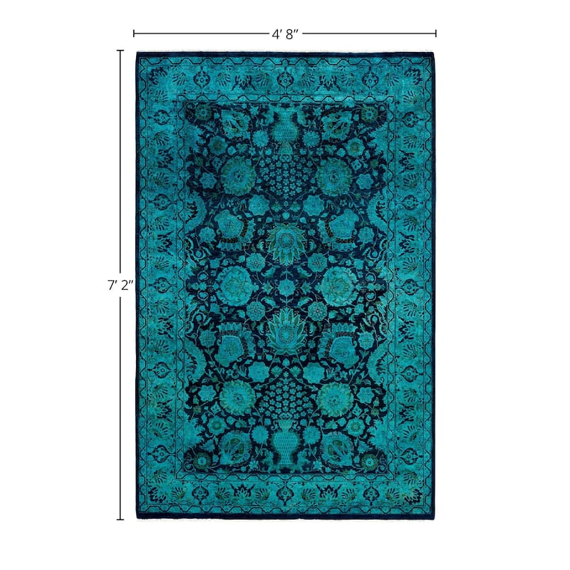 Overdyed, One-of-a-Kind Hand-Knotted Area Rug - Blue - 4' 8" x 7' 2"