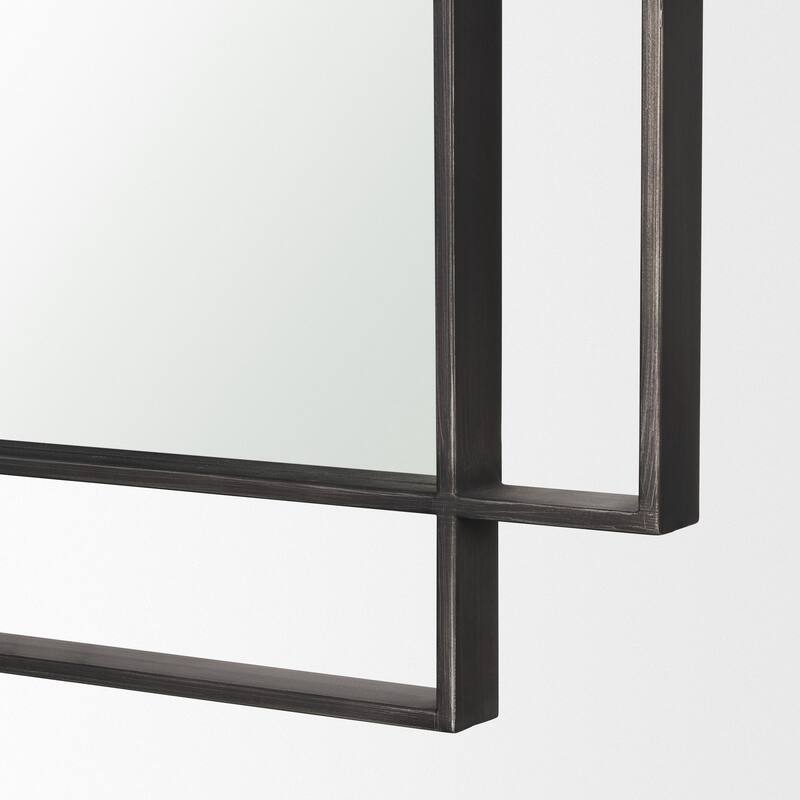 Tiva Rectangular Dual Metal Frame Gunmetal Mirror - 31.5L x 1.8W x 43.3H