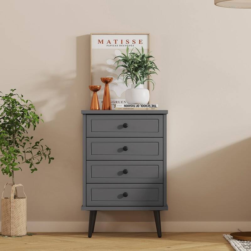 Wood Dresser with 4 Drawers - Grey