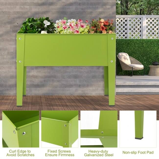 Outdoor Elevated Garden Stand 24.5" x 12.5" Flower Bed Box - 24.5" x 12.5" x 18.0"