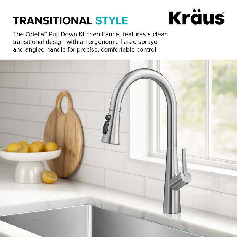 KRAUS Odelia 4-Function Single Handle Pull Down Kitchen Faucet