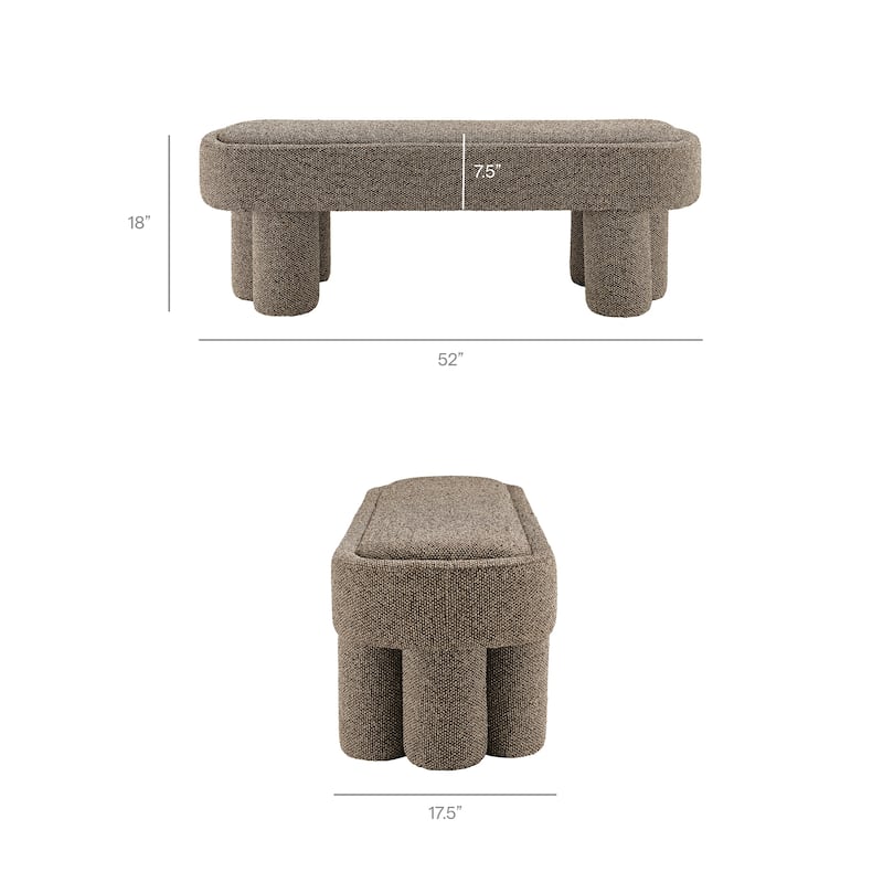 Mossi 52-Inch Oval Boucle Fabric Bench