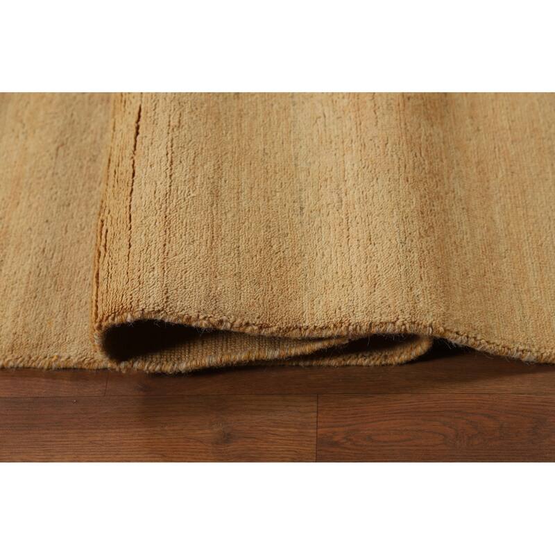Modern Yellow Gabbeh Oriental Area Rug Handmade Wool Carpet - 8'11"x 13'9"