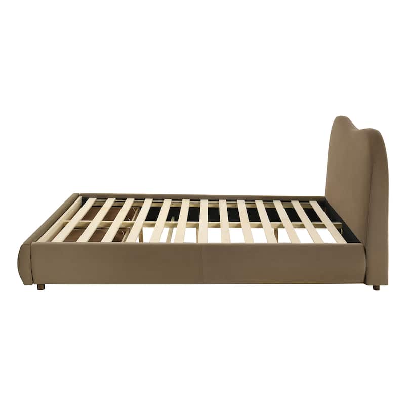 Furniture of America Niric Modern Fabric Upholstered Platform Bed with Storage Footboard