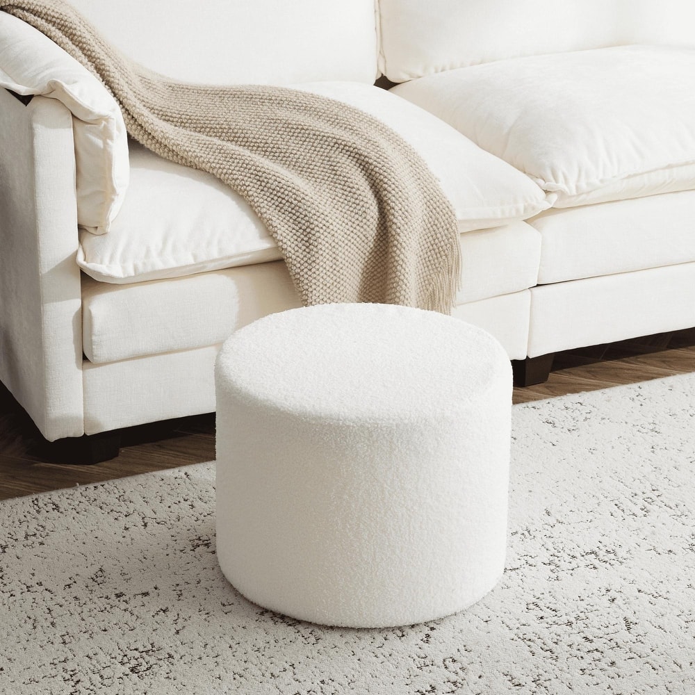 Bezseller Soft Boucle Pouf Ottoman, Comfortable Foot Rest, Full Foam Filling Footstool for Living Room, Bedroom