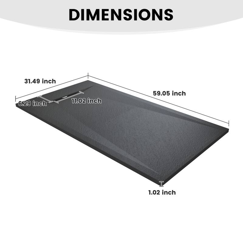 SMC Alcove Shower Pan Base with Reversible Drain, Low Profile, Wheelchair Access, Slip-Resistant, cUPC Certified