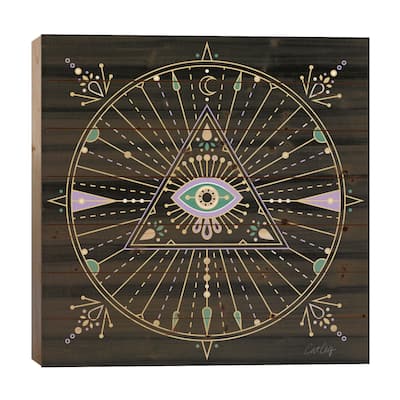 Evil Eye Mandala I Print On Wood by Cat Coquillette - Multi-Color