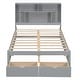 preview thumbnail 11 of 28, Full Size Platform Bed with Storage Headboard and 2-Drawers, Grey
