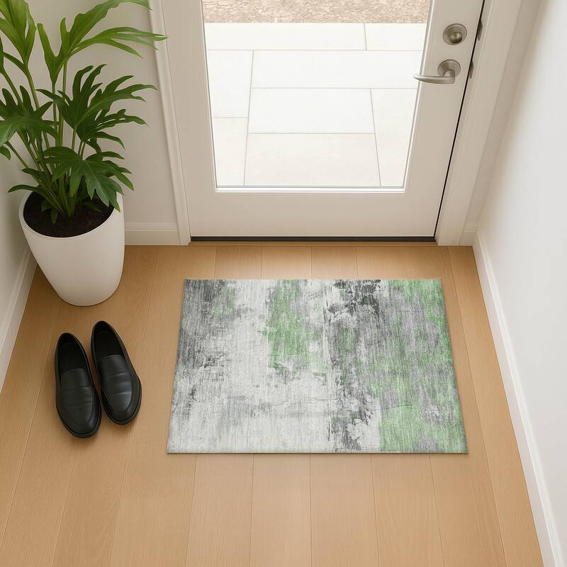 Premium Washable Super Soft Abstract Chic Mayfield Rug - Aloe - 1'8" x 2'6"