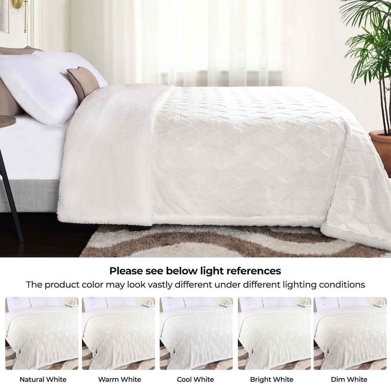 Superior Nuuk Jacquard Lattice Fluffy Sherpa Fleece Blanket