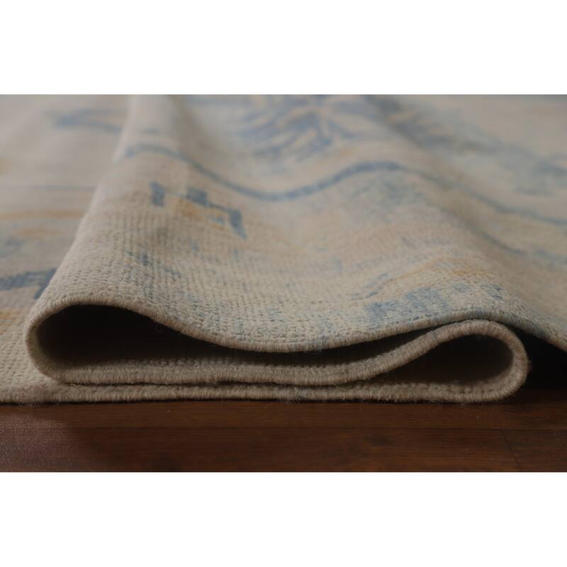 Hand Knotted Oriental 100% Wool Carpet Transitional All-Over Beige & Ivories Oushak Area Rug - 12' 8'' X 9' 6''