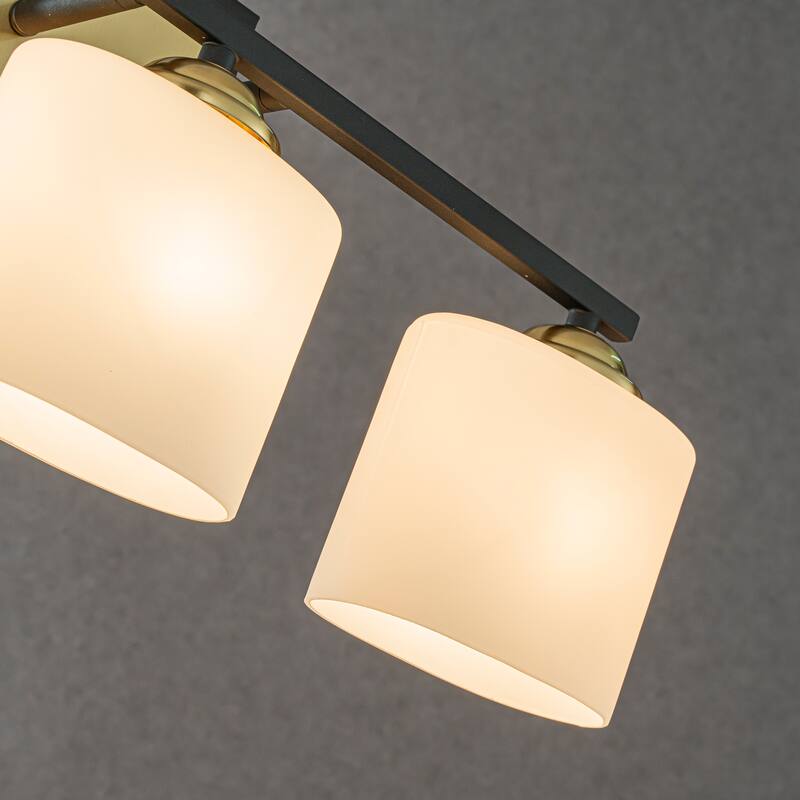 CraftHome 3-Light Modern Elegant Brass And Black Bathrooom Vanity Light With Milk White Glass Shades