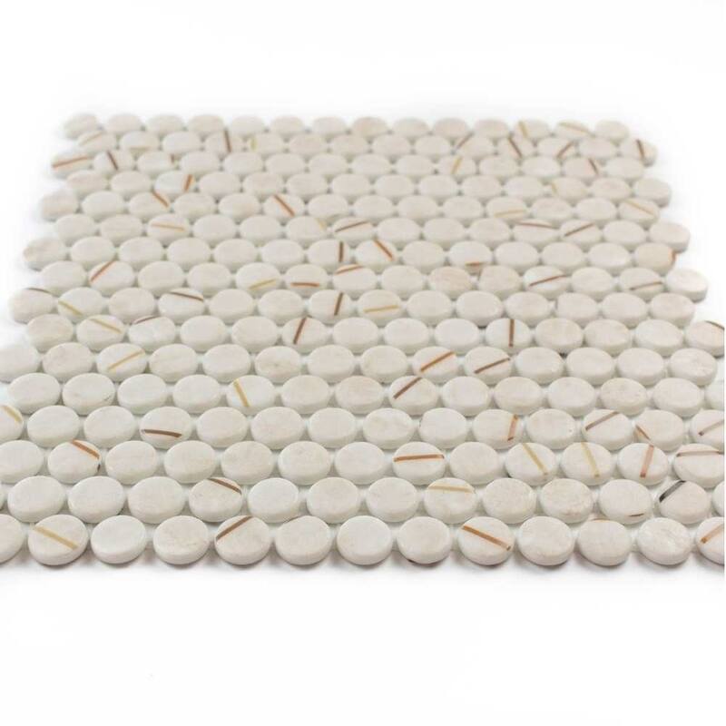 The Tile Life Eterna Penny 12x12 Round Glass Mosaic Floor, Wall & Backsplash Tile