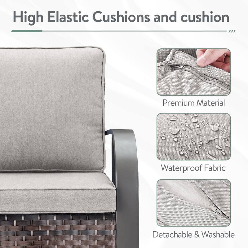 Outdoor Sofa Chair with Fire Pit Table Set