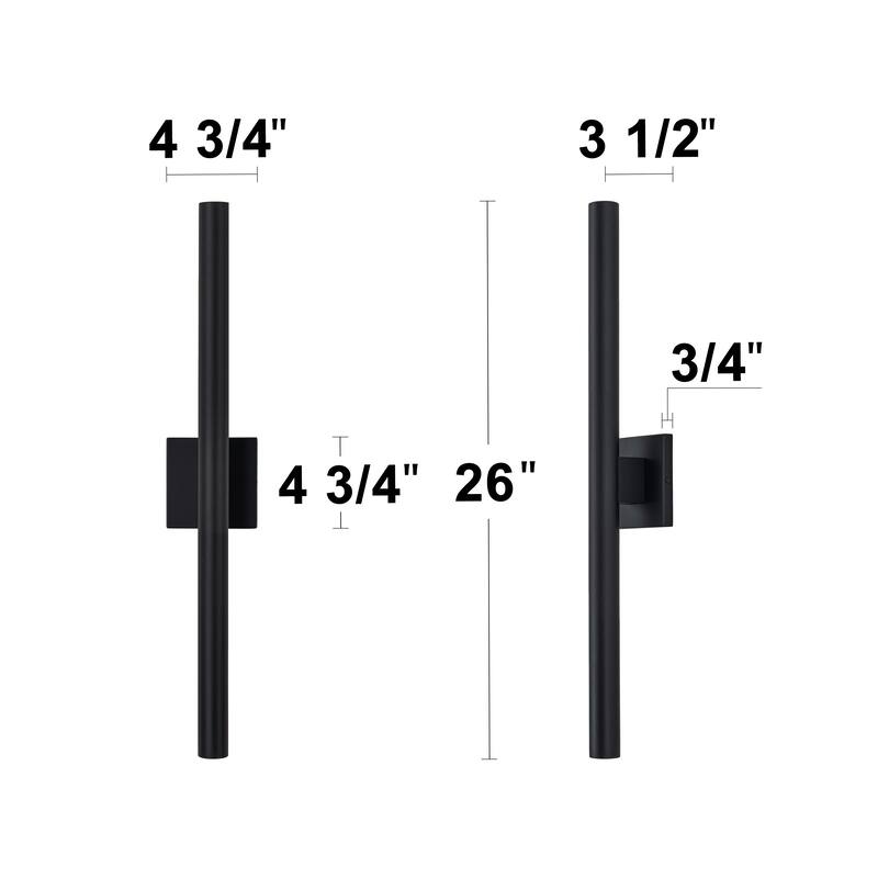 C Cattleya 2-Light Matte Black Dimmable Modern LED Outdoor Wall Sconce