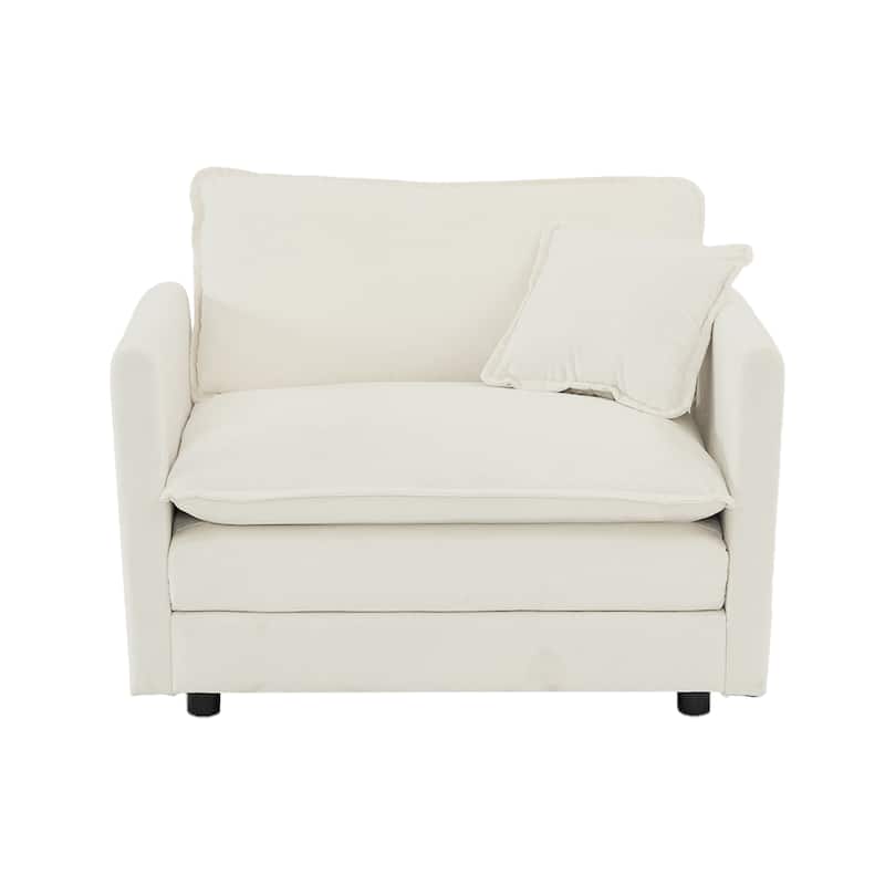 6-Seat Chenille Sectional Sofa Set (3-Seater + 2-Seater + Chair) with Extra Deep Seats & Solid Wood Frame