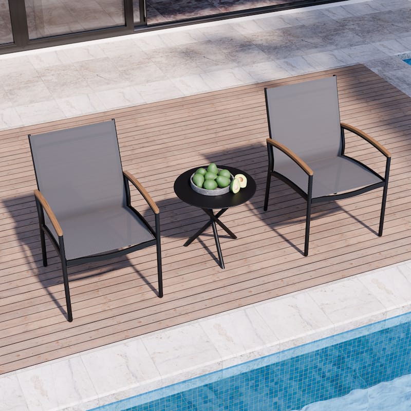 3-Piece Outdoor Bistro Set with Textilene Fabric – All-Weather Patio Conversation Set for Garden, Balcony & Poolside - N/A