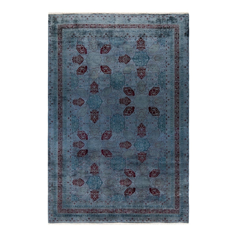 Fine Vibrance, One-of-a-Kind Hand-Knotted Area Rug - Gray, 6' 2" x 9' 0" - 6' 2" x 9' 0"
