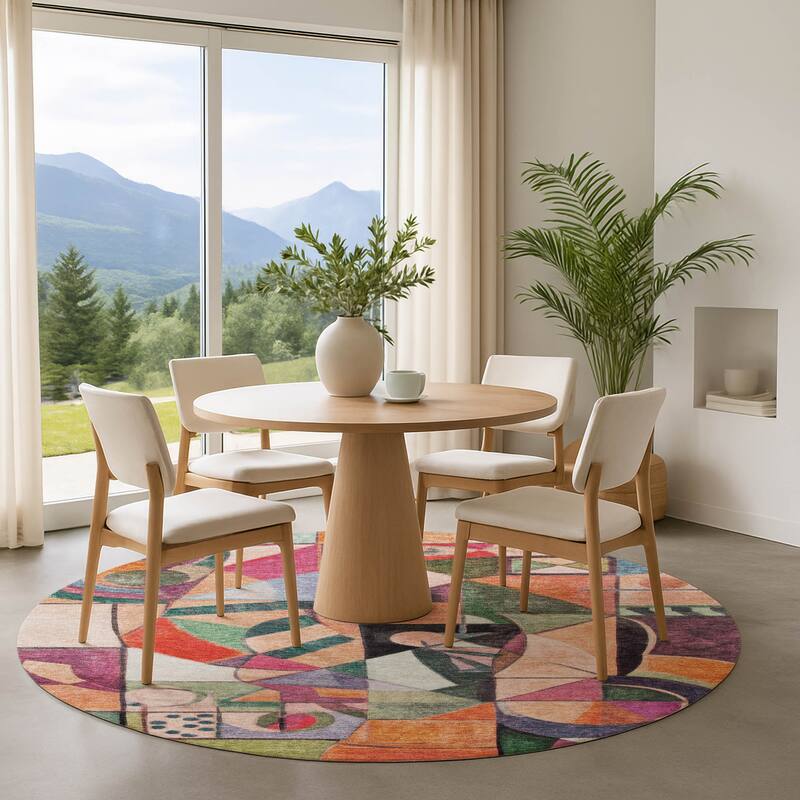 Premium Washable Super Soft Mosaic Contemporary Mayfield Rug - Orange - 8' x 8'