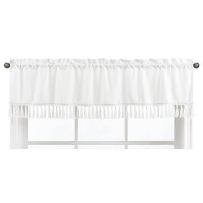 White Boho Bohemian Window Curtain Valance - Solid Shabby Chic Princess Luxurious Luxury Elegant Vintage Designer Boutique