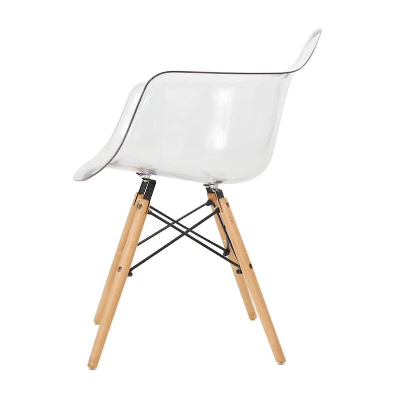 Acrylic Plastic Mid Century Modern Eiffel Style Accent Chair with Wood Legs - Clear - Roche River Decor - 26"W x 22"L x 31"H