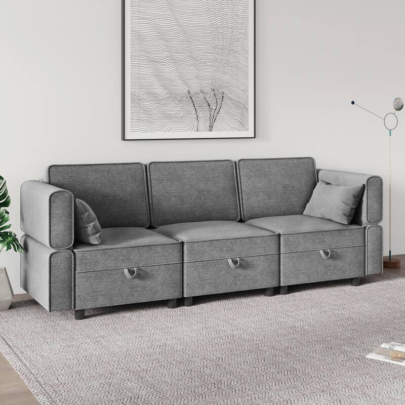Loveseat Sofa with Storage Seat - Grey 7