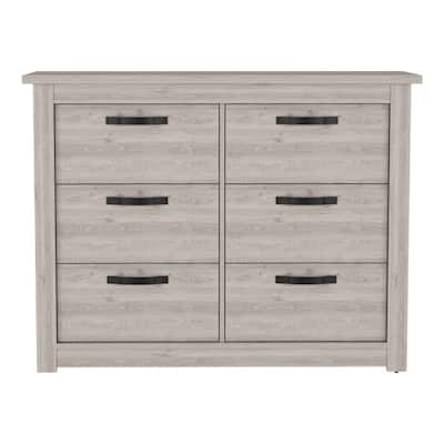 6 Drawer Double Dresser for Living Room ,Apartment, Bedroom, Light Gray