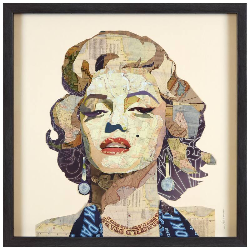 Empire Art "Homage to Marilyn" Alex Zeng's dimensional collage, under glass & a black shadow box frame