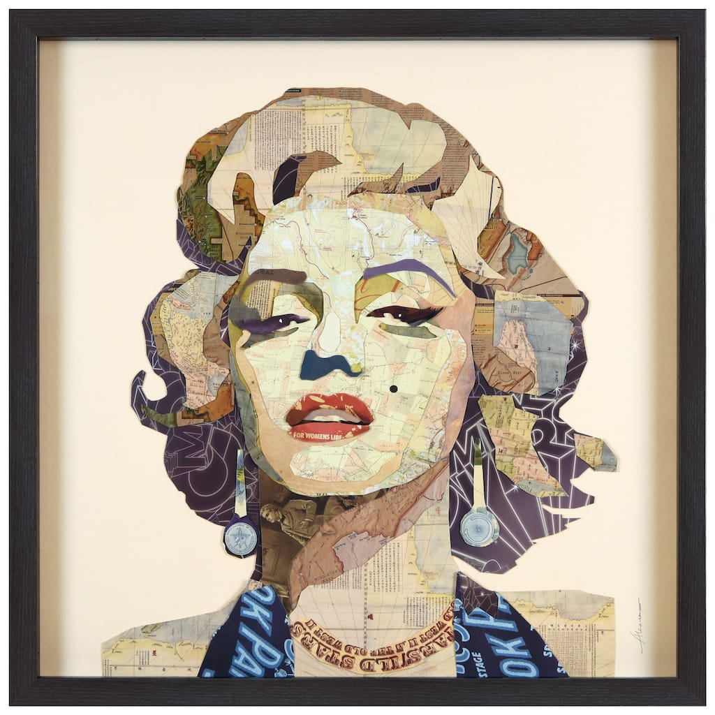 Empire Art "Homage to Marilyn" Alex Zeng's dimensional collage, under glass & a black shadow box frame