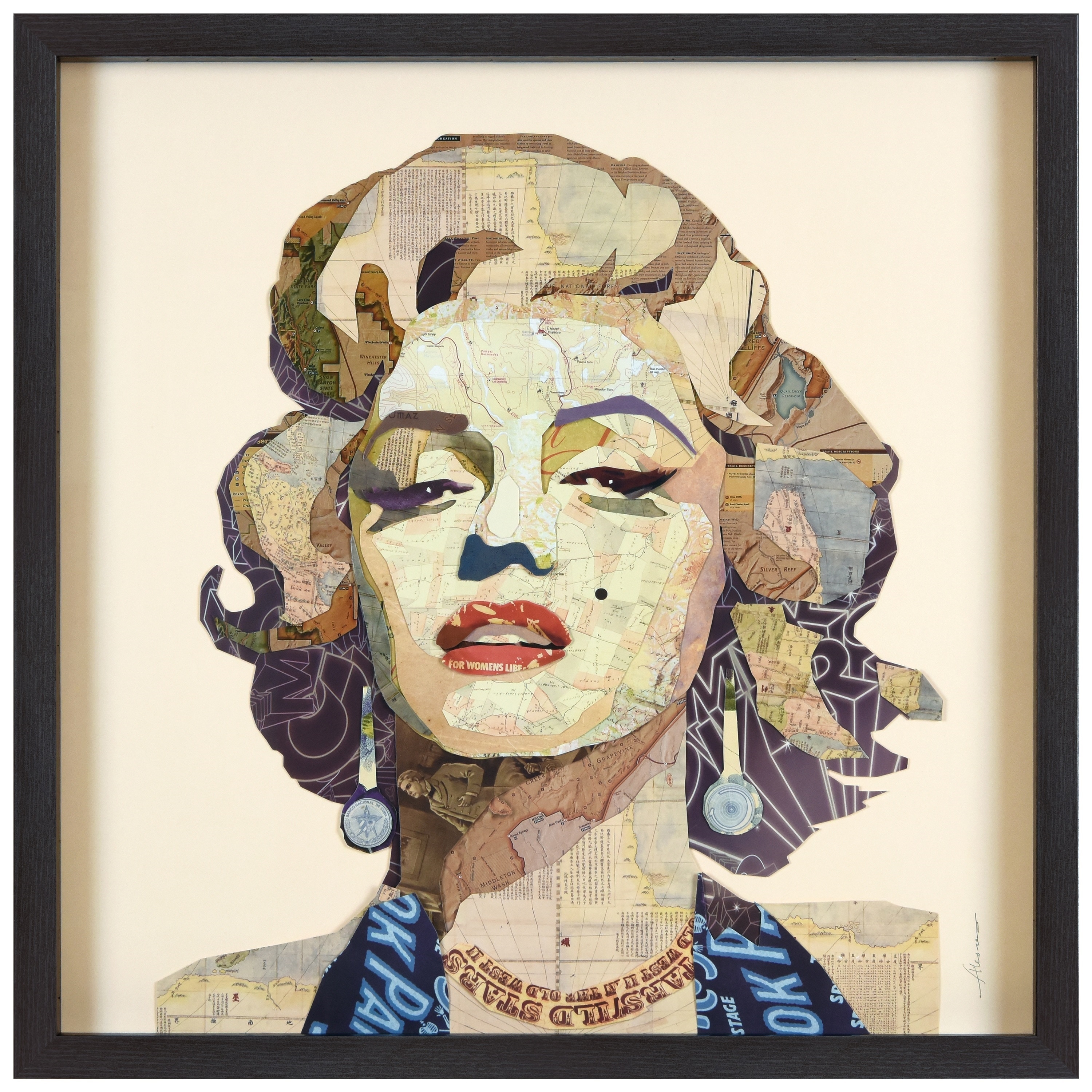 Empire Art "Homage to Marilyn" Alex Zeng's dimensional collage, under glass & a black shadow box frame