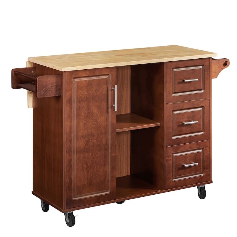 Mobile Kitchen Island Cart with 3 Drawers