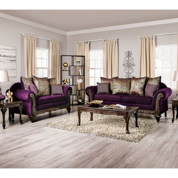 Grendel Traditional Purple Chenille Padded 2-Piece Sofa Set by ...