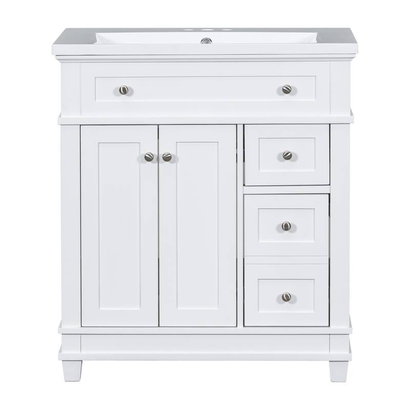 30" Free Standing Bathroom Vanity Cabinet - White - with Sink