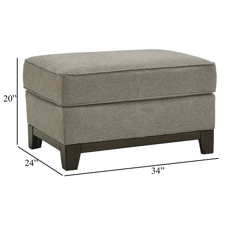 Kenny Accent Ottoman, Granite Gray Woven Texture Polyester 34 Inch