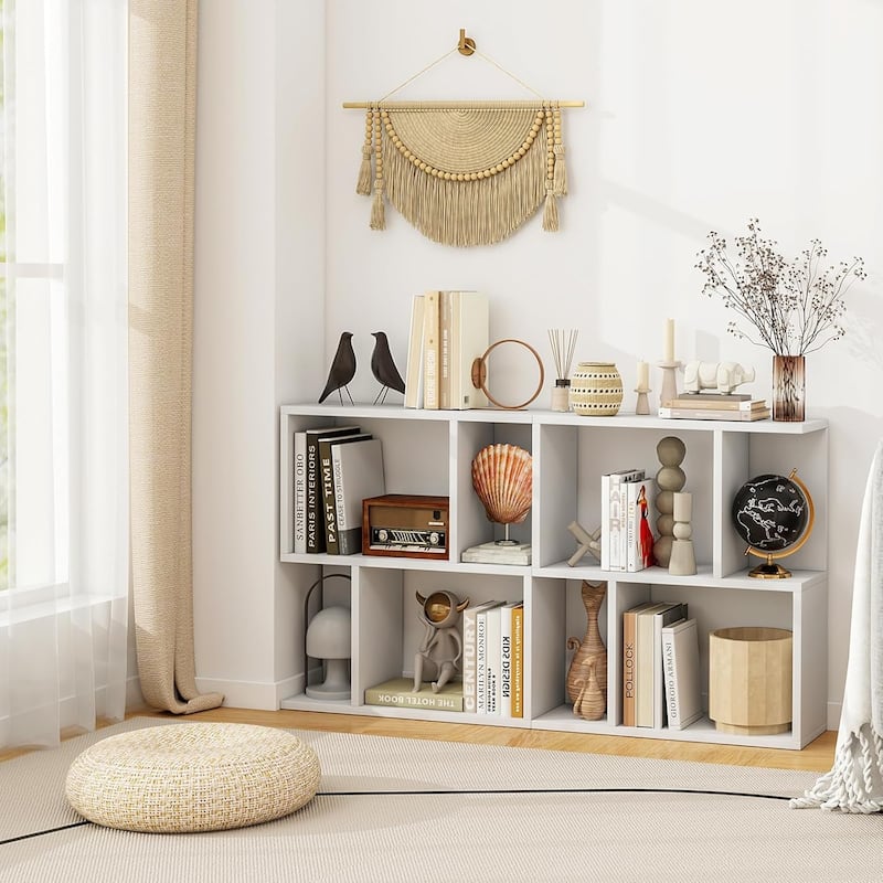 2 PCS Bookshelf 3-Tier Display Shelf Geometric Bookcase