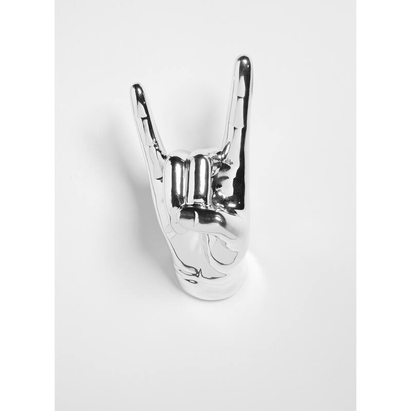 Interior Illusions Plus Silver Rock On Hand Wall Mount- 8.5" tall