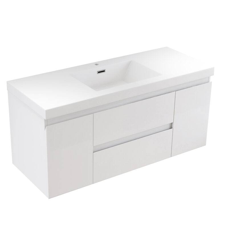 24"/30"/36"/48" Wall-Mounted 2-drawer Bathroom Vanity Set with Integrated Resin Sink