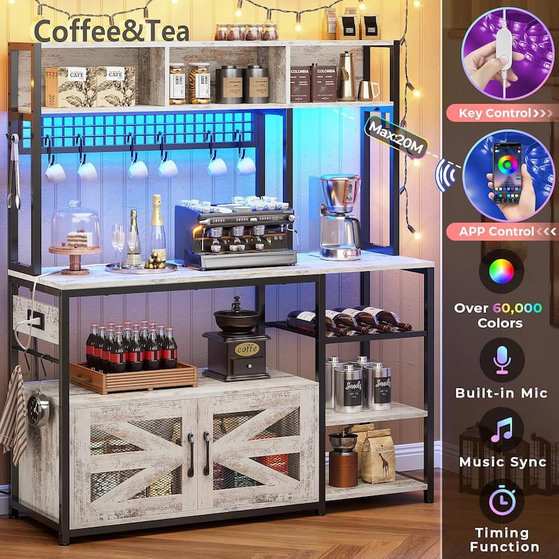 Baker's Rack Coffee Bar Cabinet Microwave Stand Kitchen Cabinet