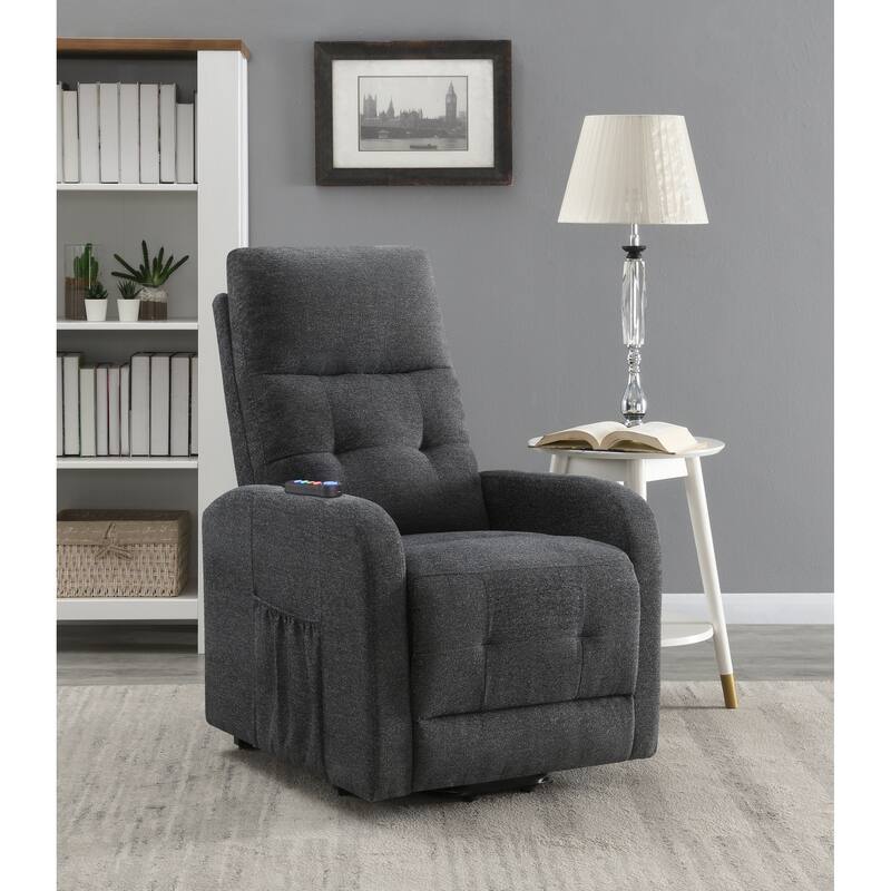 Lyle Upholstered Tufted Power Lift Recliner - Charcoal