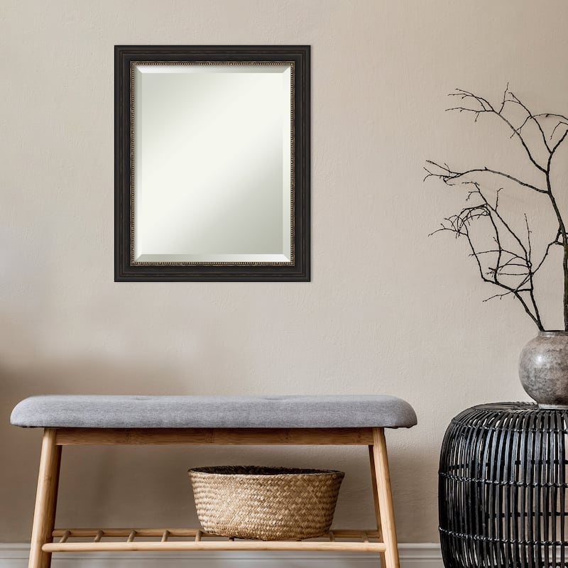 Beveled Bathroom Wall Mirror - Accent Bronze Narrow Frame