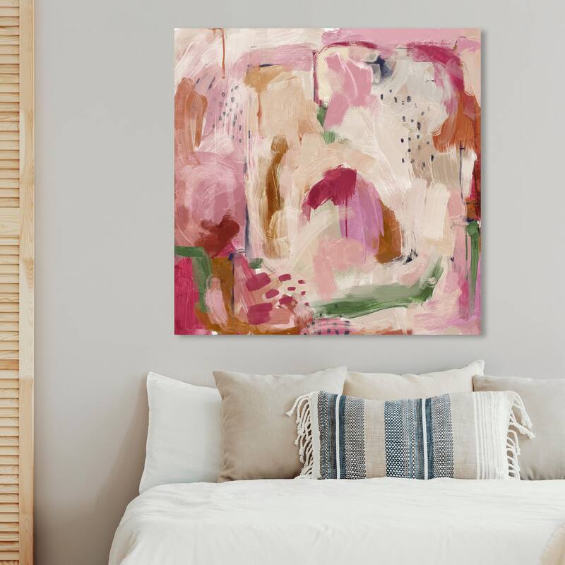 Wynwood Studio Canvas Abstract Fruit Cascade Pink and Light Pink Modern & Contemporary Wall Art Canvas Print - 40 x 40