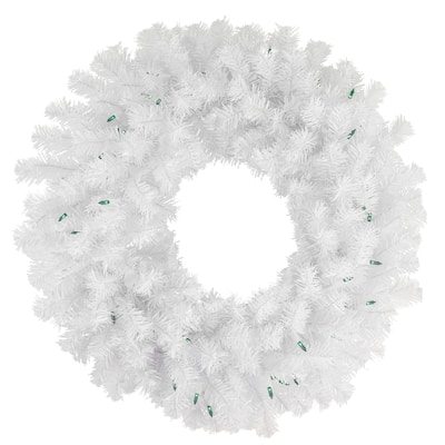 Geneva White Spruce Artificial Christmas Wreath, 24-Inch, Green Lights