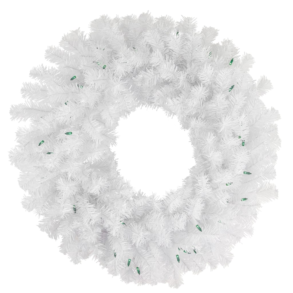Geneva White Spruce Artificial Christmas Wreath, 24-Inch, Green Lights