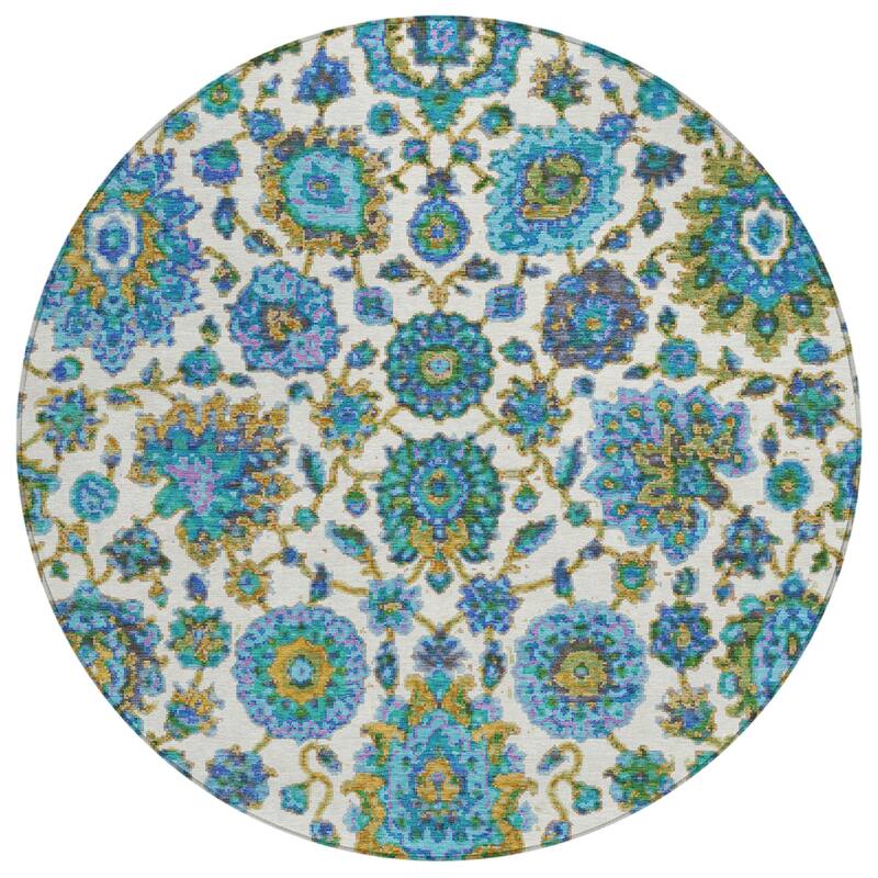 Machine Washable Indoor/Outdoor Traditional Farmhouse Chantille Rug