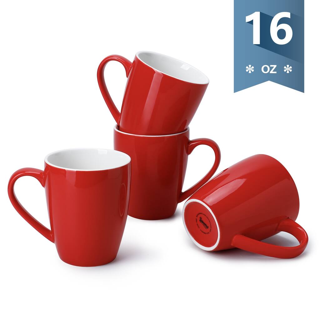 Red Mug Set Sweese 16 Ounce Red Porcelain Coffee Mugs Set of 4 - Overstock - 32700586