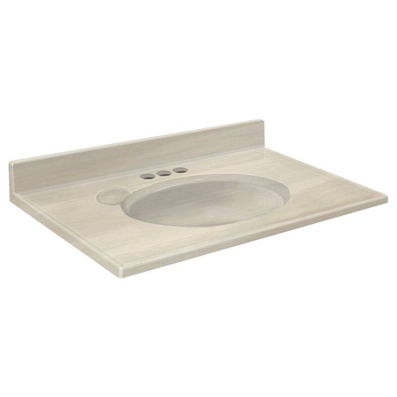 Transolid Cultured Marble 49-in x 19-in Vanity Top - 49-in x 19-in - 49-in x 19-in - White on Bone