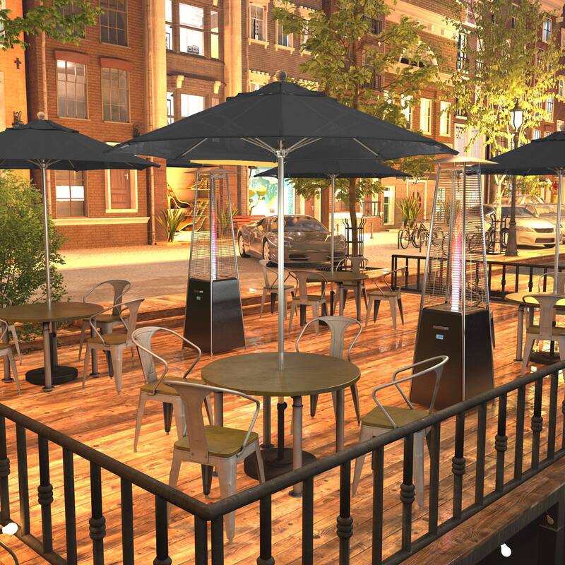 California Umbrella 75' Venture Series Patio Umbrella, Silver Aluminum Pole Fiberglass Ribs Push Lift, Olefin - Black