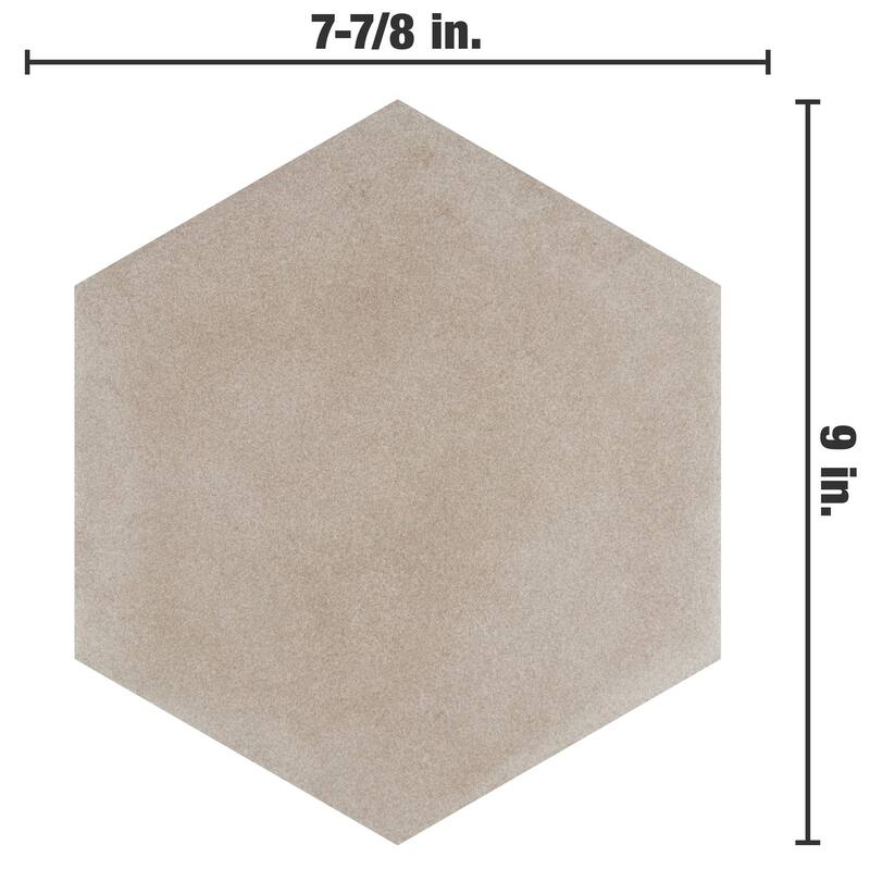 Merola Tile Matter Hex Taupe 7-7/8" x 9" Porcelain Floor and Wall Tile