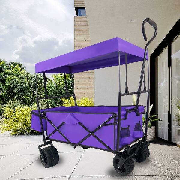 Collapsible Folding Wagon Portable Beach Purple Trolley Cart All ...